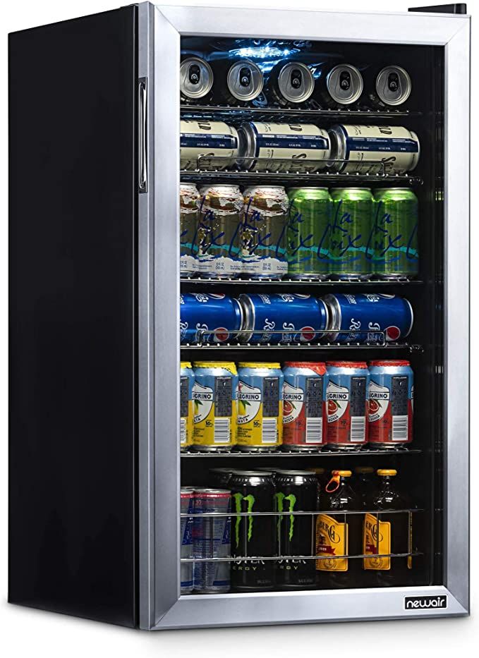 NewAir Beverage Refrigerator Cooler, Free Standing with Right Hinge Glass Door Holds Up To 126 Ca... | Amazon (US)