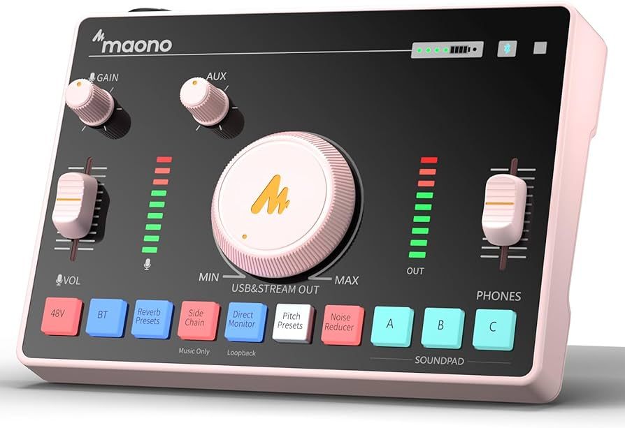 MAONO Streaming Audio Mixer, Audio Interface with Pro-preamp, Bluetooth, Built-in Battery, Noise ... | Amazon (US)