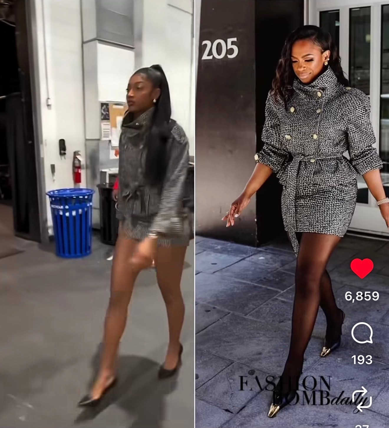 #WhoWoreItBetter? @angel.reese vs @kandi in a black and white tweed @misscircle_newyork look featuring a $249 Sadie Black & White Tweed High Collar Belted Mini Jacket and a $129 Sandra Black & White Tweed Mini Skirt. Angel Reese wore the set as she arrived for her regular season debut with the @atlantadream, styled by @thereismana, while Kandi styled the look with @saintlaurent pumps for an appearance on @goodnightnewyorktv, styled by @1800dhawk. Both look 💣 but #wwib ?

Angel Reese
🎥: @wnba

Kandi
Styled by: @1800dhawk
📸: @morrisde

#AngelReese #KandiBurruss #angelreesestyle #misscircle_newyork #fashionbombdaily