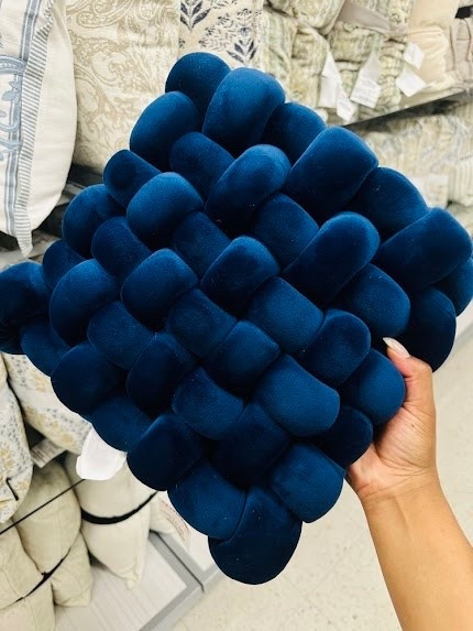 It’s all in the details! 💙 This deep navy woven knot pillow adds the perfect pop of color and texture to any sofa or bed. That velvet finish is incredibly soft and looks so expensive.

#LTKHome