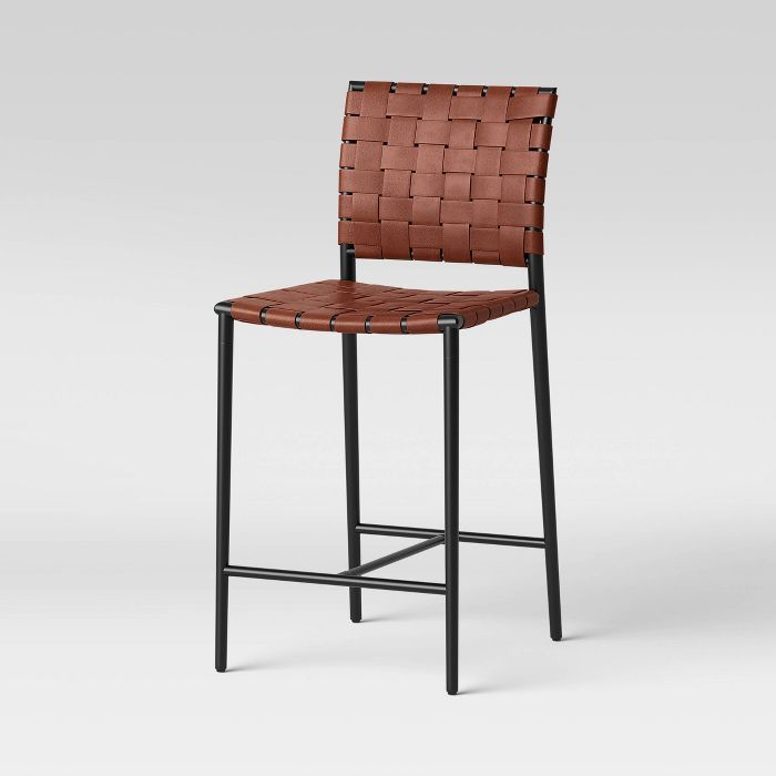 Wellfleet Woven Leather Metal Base Counter Height Barstool - Project 62™ | Target