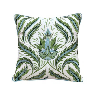 Green Morris Thistle Pattern Indoor/Outdoor Olefin Pillow | Wayfair North America