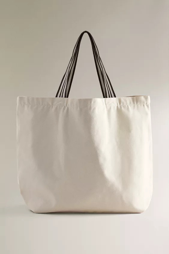 REVERSIBLE STRIPED FABRIC TOTE BAG | Zara UK