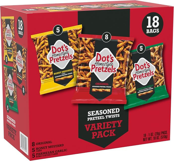 Dot's Pretzels Variety Pack, Original, Honey Mustard, and Parmesan Garlic Twist Snack, 1oz Indivi... | Amazon (US)