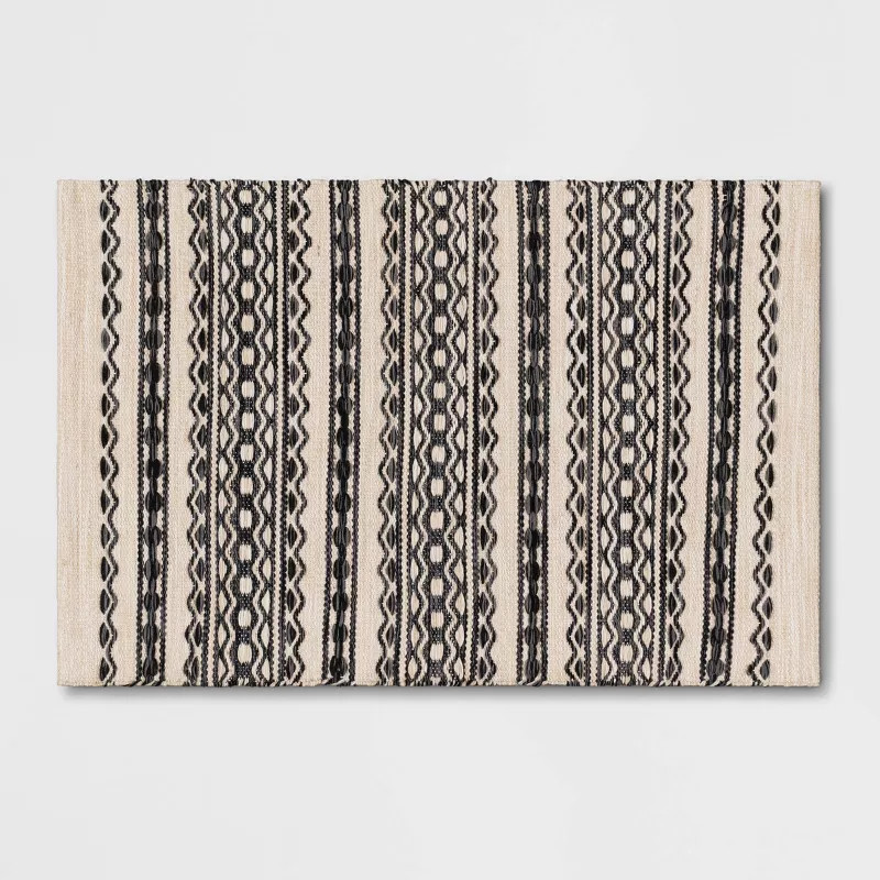 Norwalk Washable Striped Rug Black/Tan - Threshold™ | Target