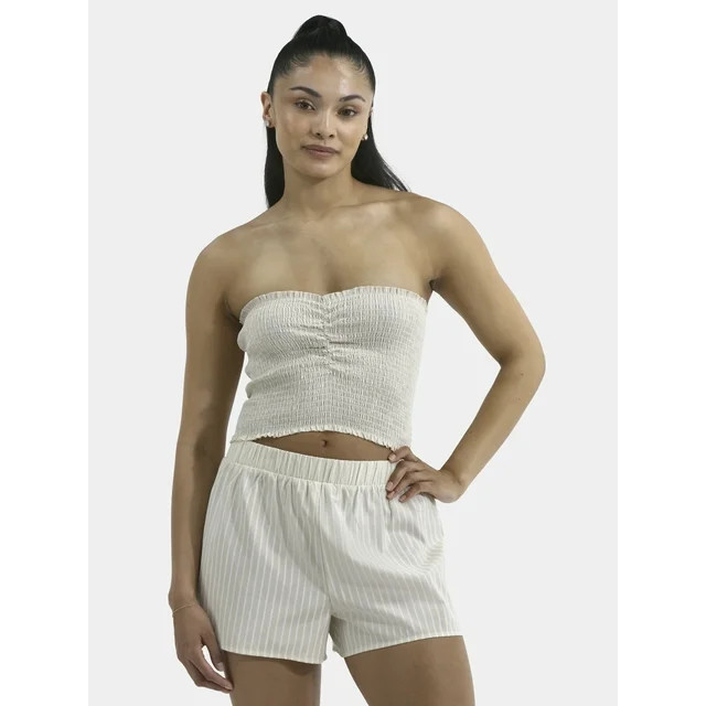 No Boundaries Smocked Tube Top and Shorts Set, 2-Piece, Women's | Walmart (US)