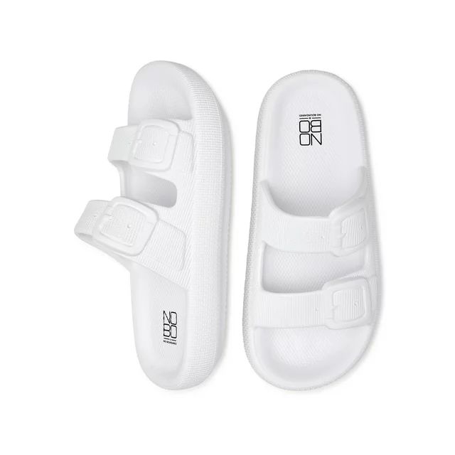 No Boundaries Women's Double Buckle Comfort Slide Sandals | Walmart (US)