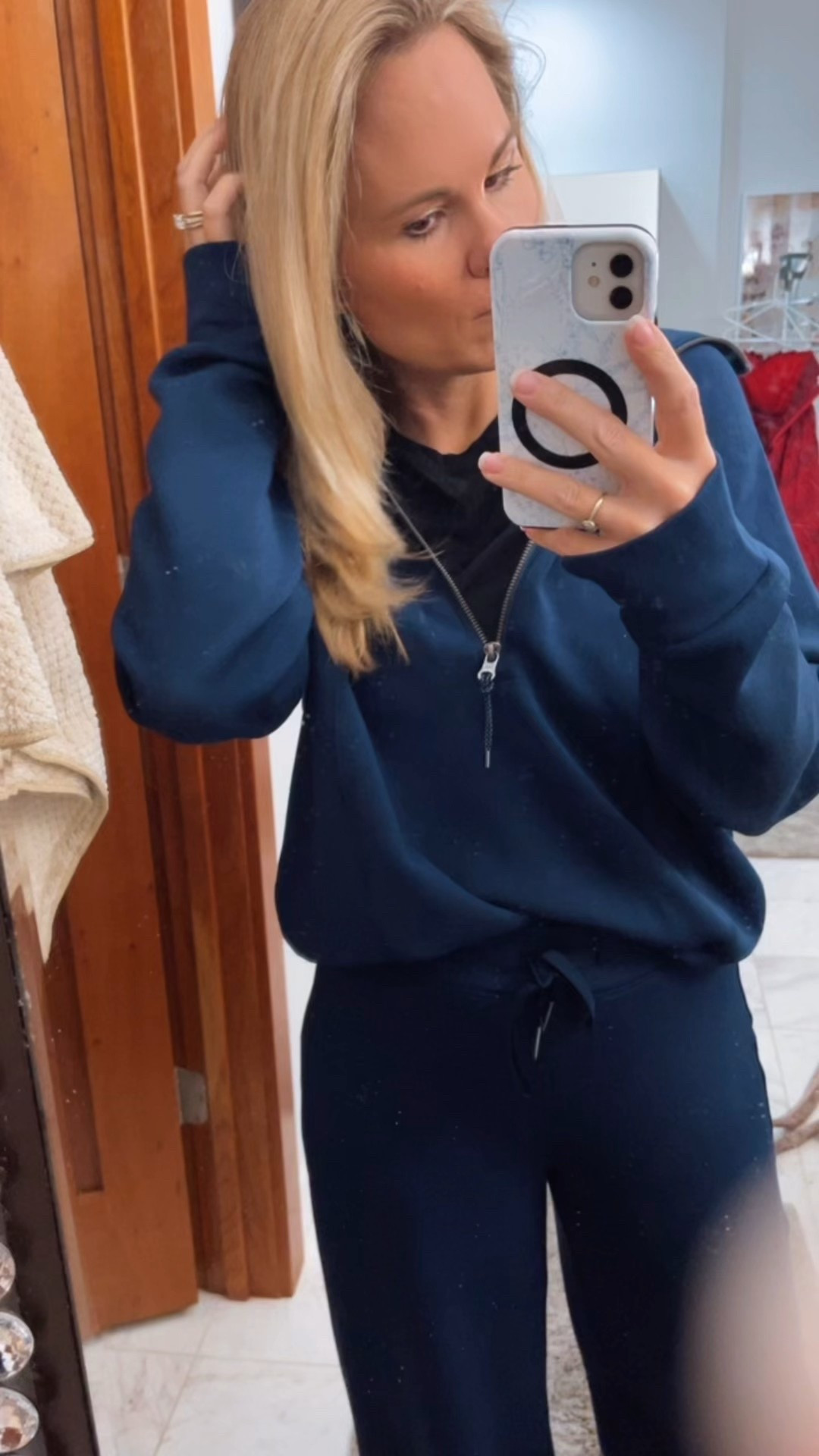Wearing the spa Saturday it’s the navy blue size medium absolutely so comfortable. It is the perfect travel outfit. I also have it in black as well and I would love to get it in like a chocolate brown color. It’s so incredibly comfortable.

#LTKTravel #LTKOver40 #LTKSaleAlert