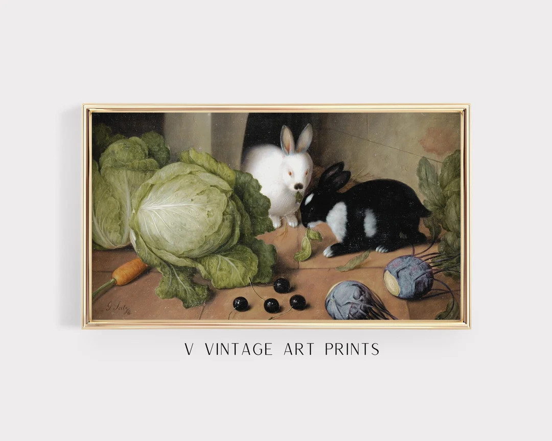 Vintage Easter Frame TV Art, Easter bunny frame tv art, Neutral Easter Frame TV Art, Easter art f... | Etsy (US)