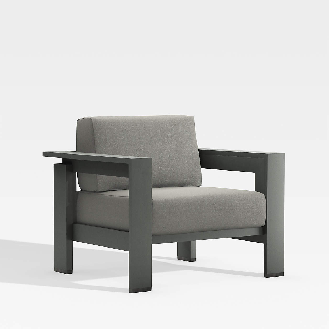 Walker Metal Outdoor Patio Lounge Chair with Graphite Sunbrella Cushions + Reviews | Crate & Barr... | Crate & Barrel