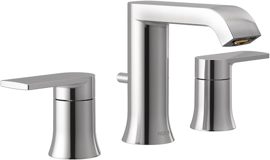 Moen Genta Chrome Two-Handle Widespread Modern Bathroom Faucet with Drain Assembly, Bathroom Sink... | Amazon (US)