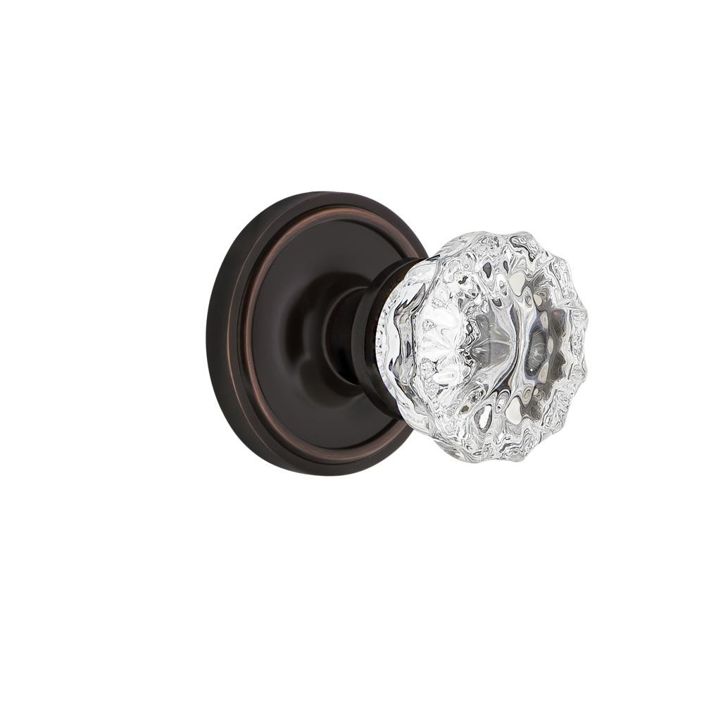 Nostalgic Warehouse Classic Rosette Interior Mortise Crystal Glass Door Knob in Timeless Bronze | The Home Depot