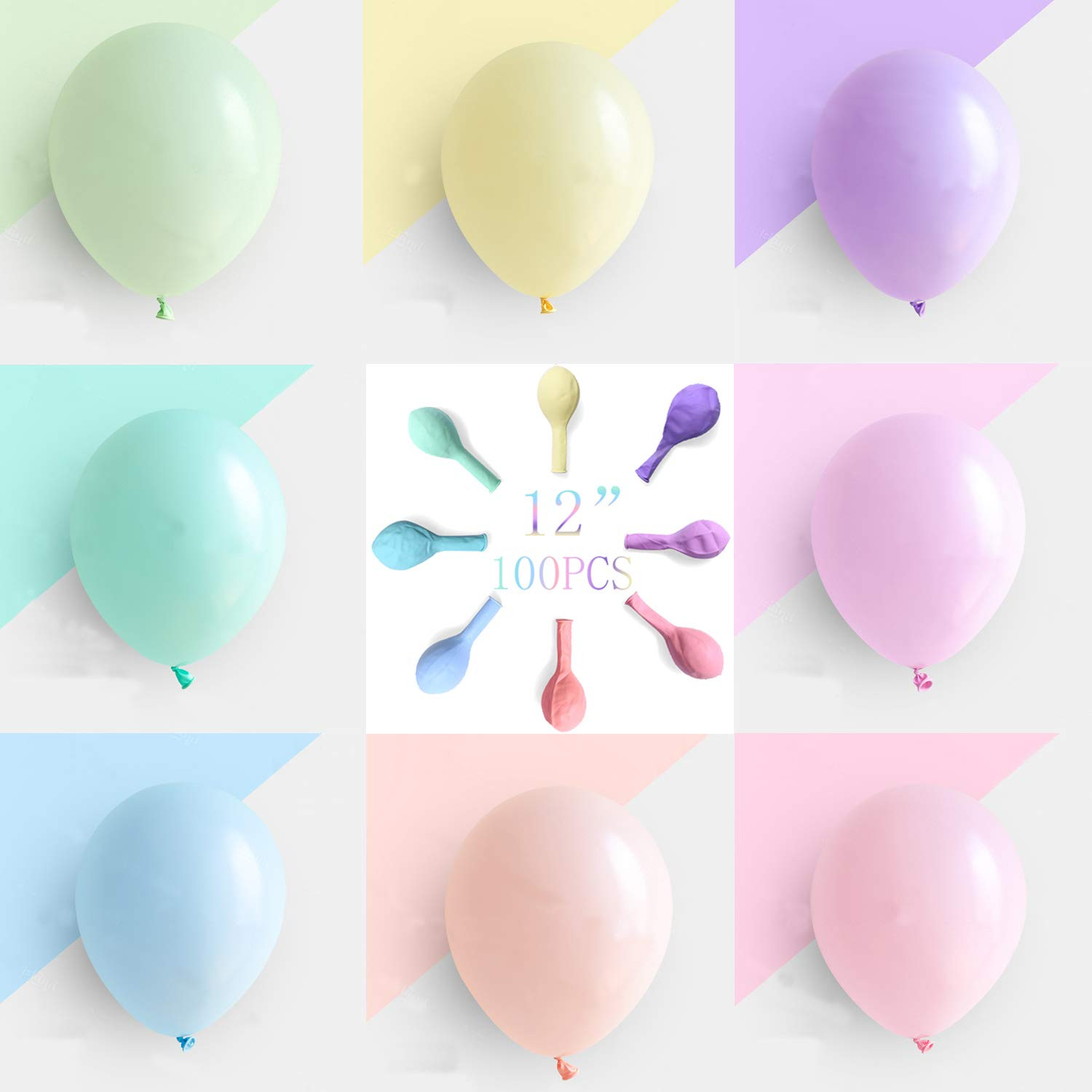 Pastel Party Balloons 12 inches 100pcs Assorted Color Birthday Balloons Kid's Baby Shower Balloons | Amazon (US)