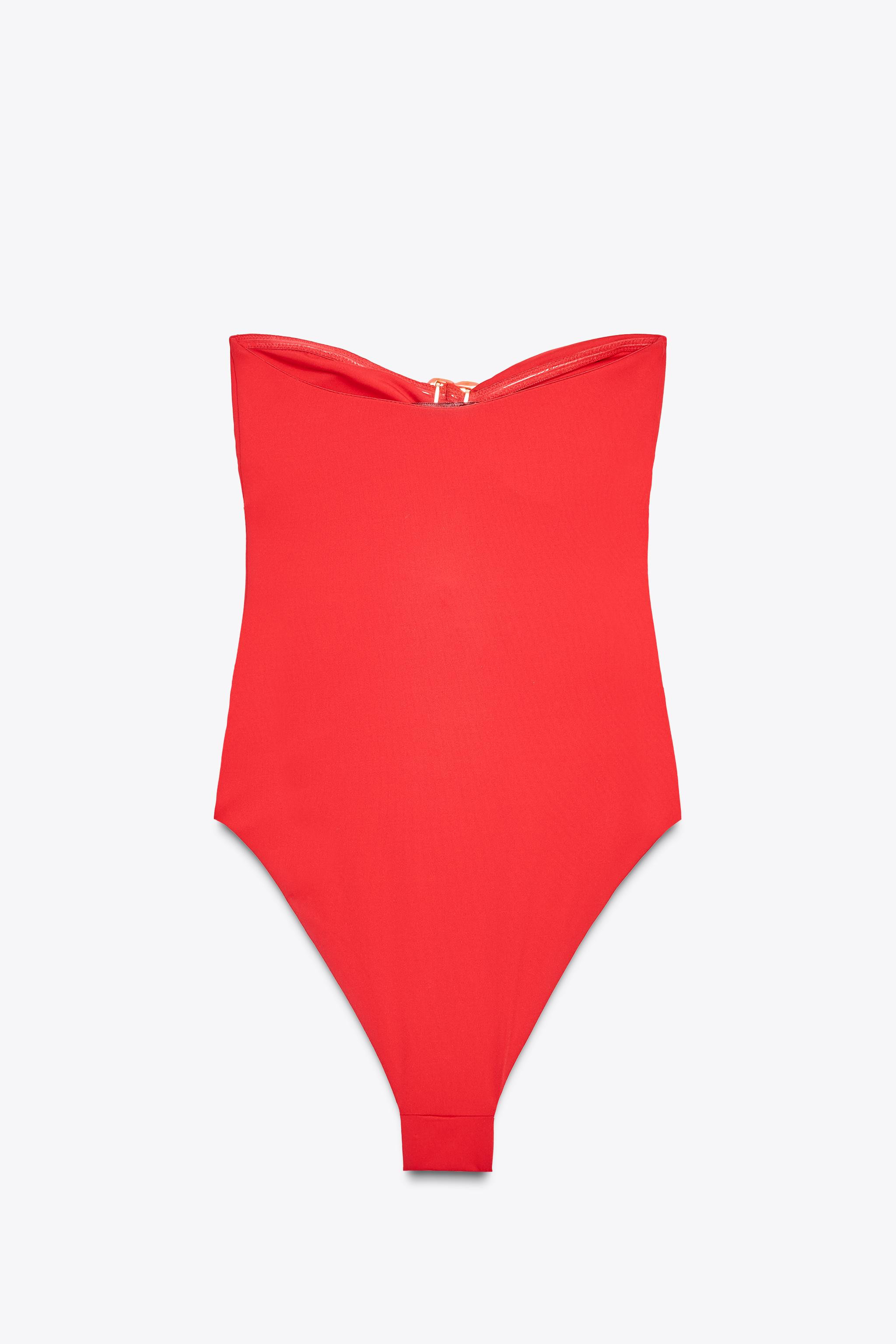 CUT OUT FLORAL BANDEAU SWIMSUIT | Zara US