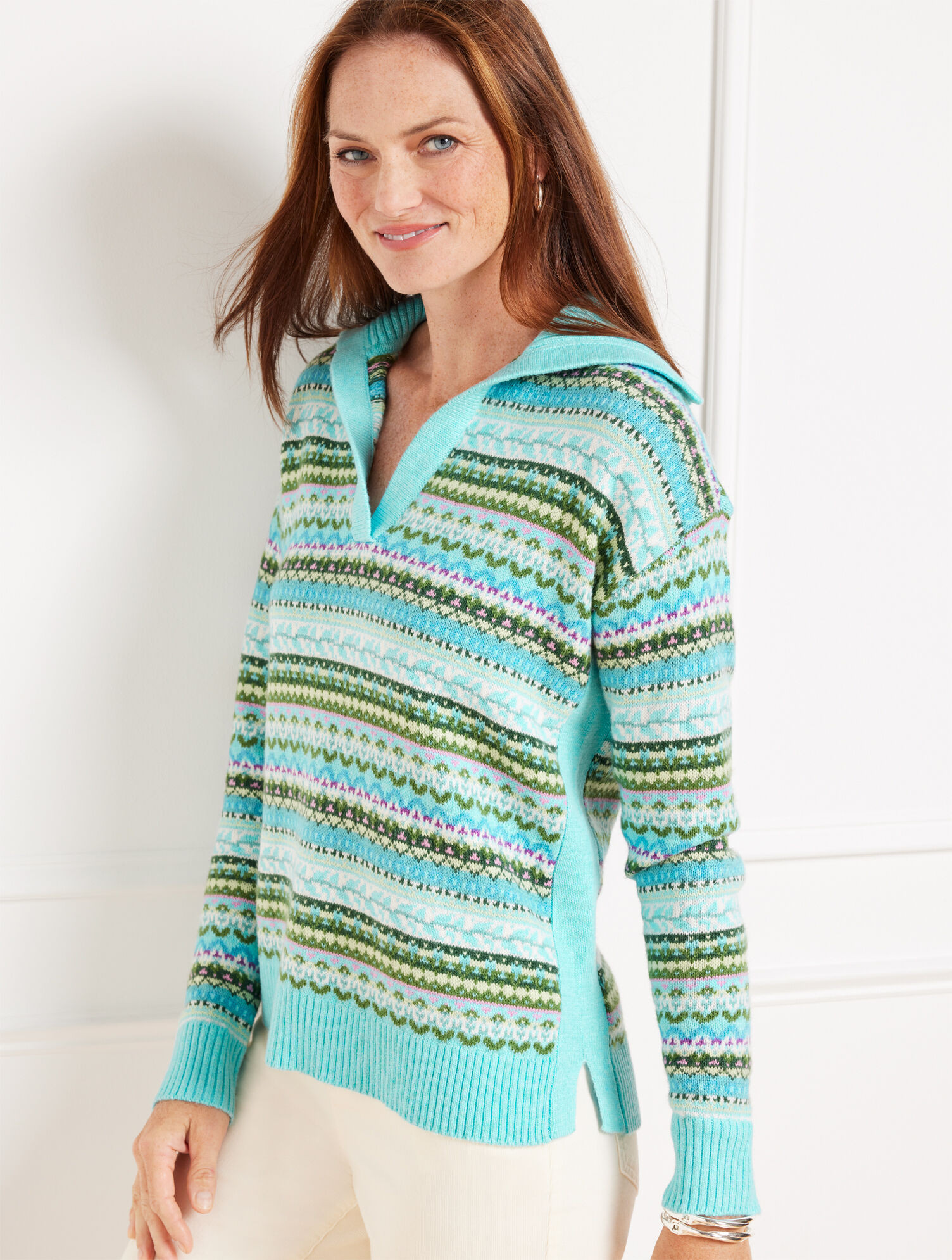 Johnny Collar Sweater - Fireside Fair Isle | Talbots
