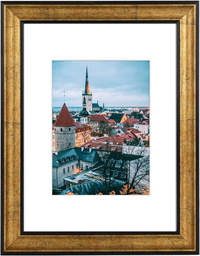 Mat Board Center, 9x12 Picture Frame Vintage Antique Style Dark Gold Brown & Bronze, Matted To 6x... | Amazon (US)