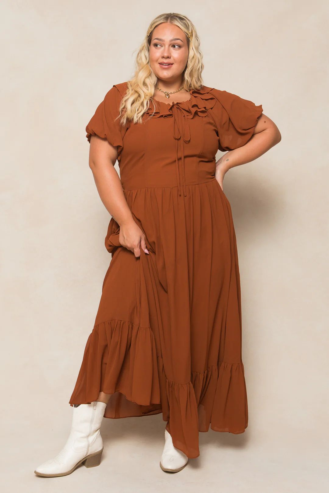 Billie Dress in Amber Chiffon | Ivy City Co