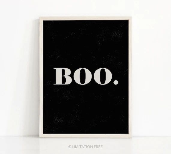 Printable Boo Sign, Minimal Halloween Print, Modern Halloween Decor, Printable Halloween Art, Ins... | Etsy (US)