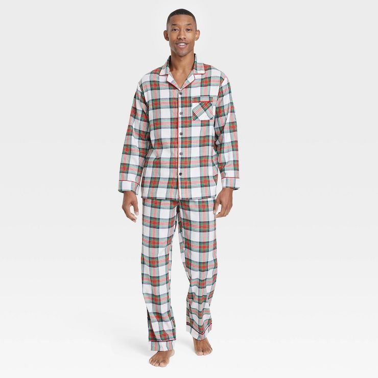 Men&#39;s Holiday Tartan Plaid Flannel Matching Family Pajama Set - Wondershop&#8482; Cream XXL | Target