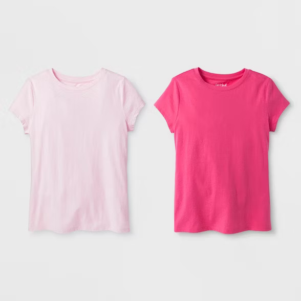 Girls' 2pk Solid Short Sleeve T-Shirt - Cat & Jack™ | Target