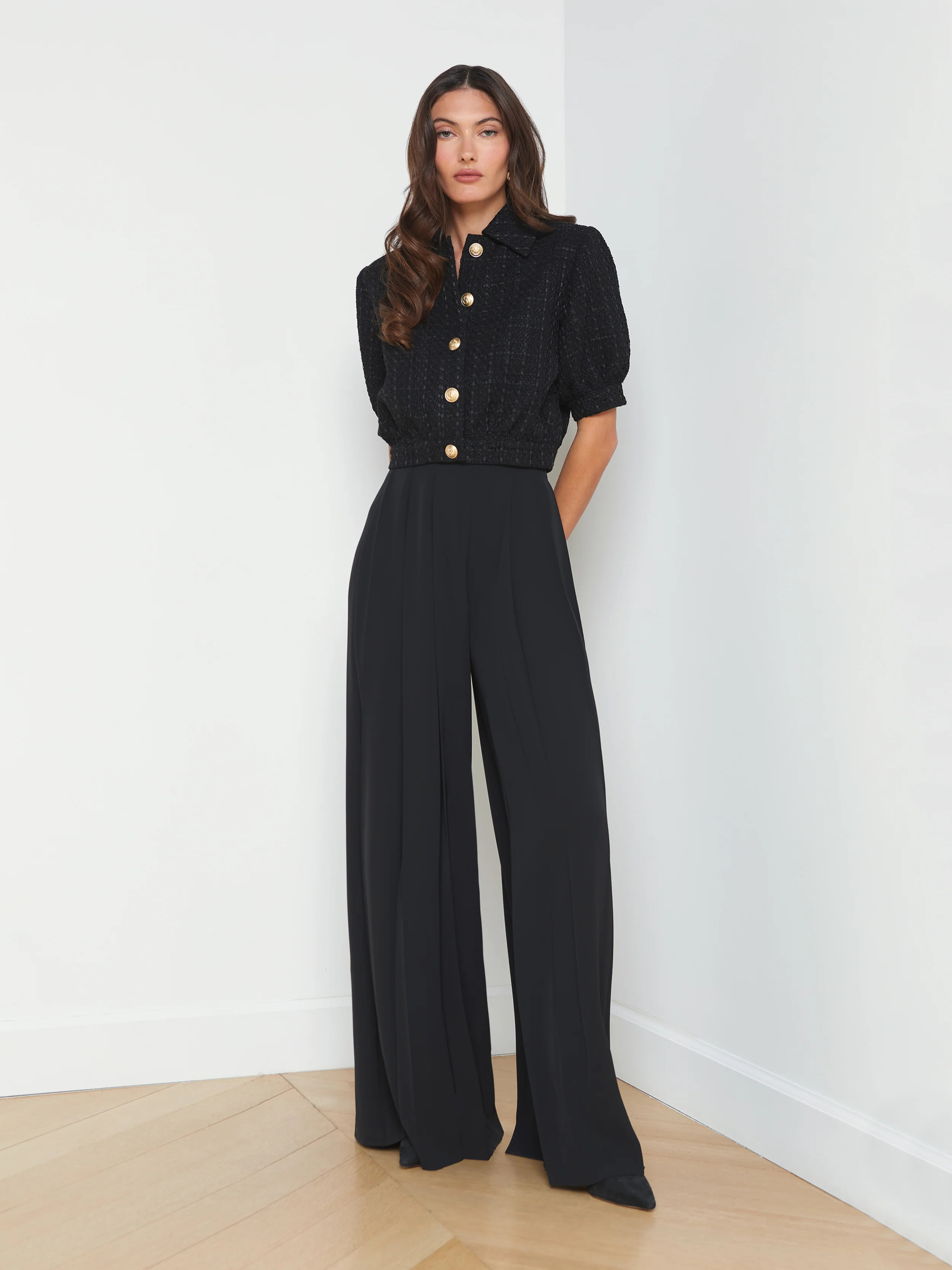 L'AGENCE - Nova Pleated Wide-Leg Pant in Black | L'Agence