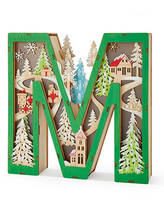 Giftcraft LED Wood Monogram Letter Decor - M - Macy's | Macy's
