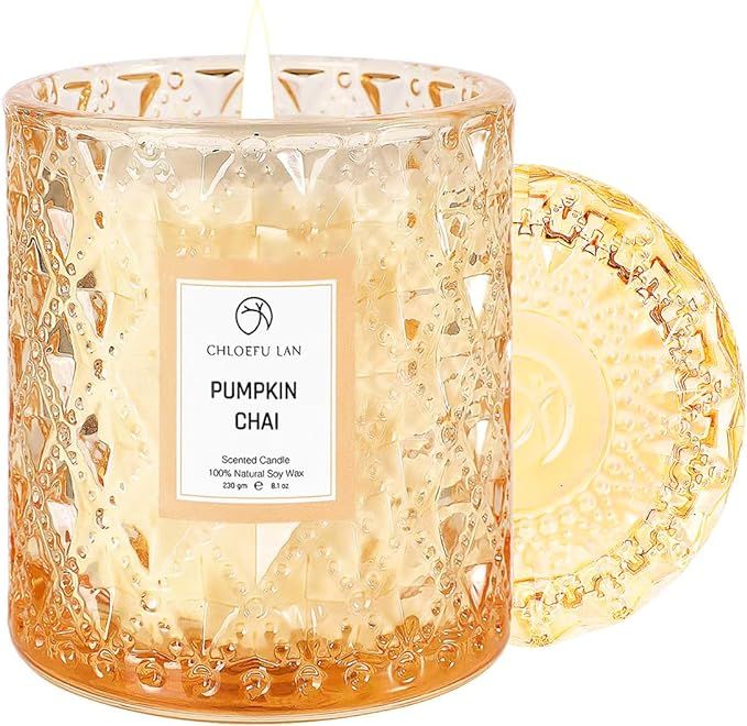 Chloefu LAN Pumpkin Chai Scented Candles Halloween Candles Gift, Farmhouse Candles for Home Scent... | Amazon (US)