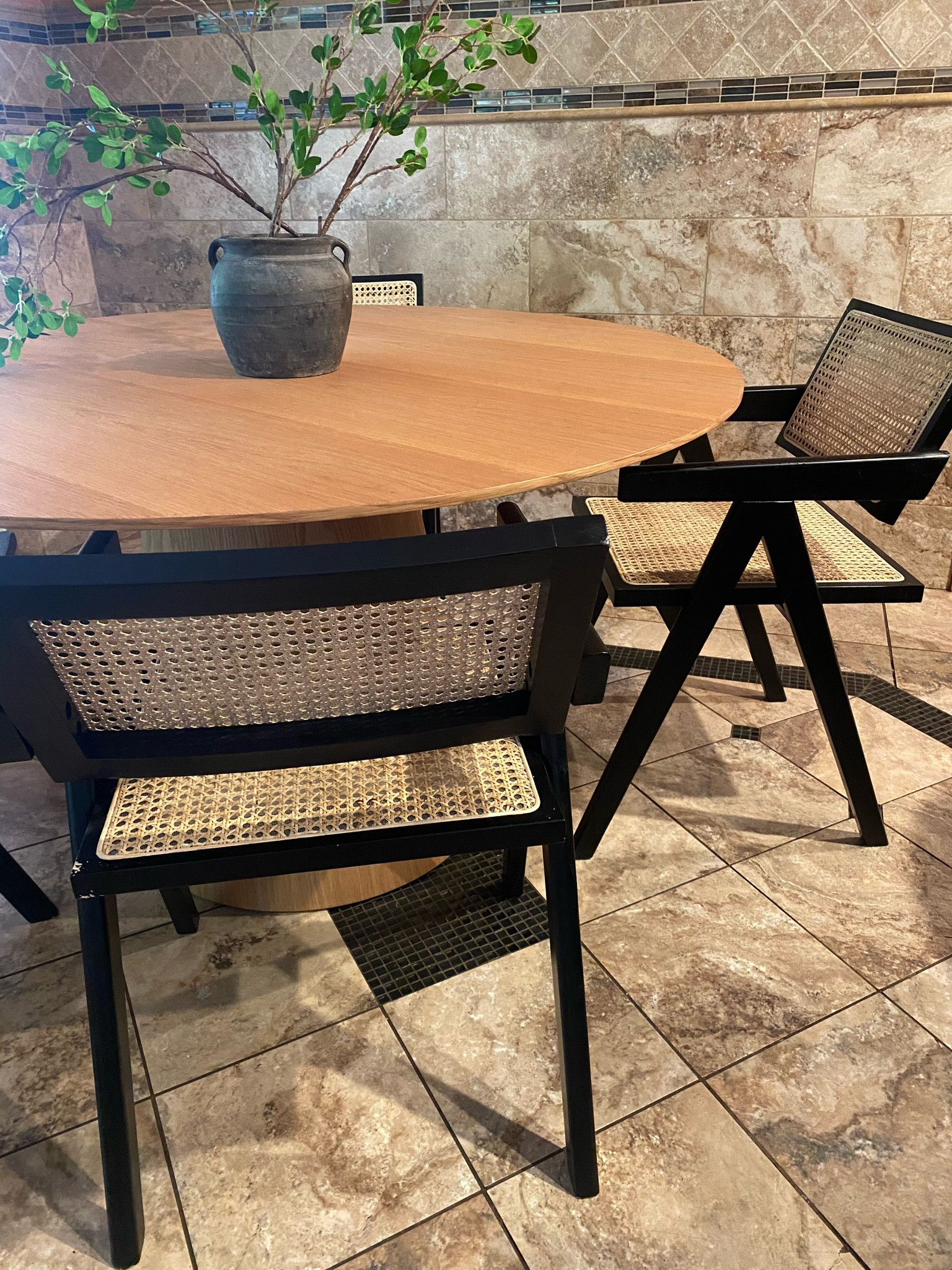 Home, mid century, Wesley dining table, breakfast table, chairs, Amazon home, cane dining chairs, home decor, vase, pot, faux leaves, modern, dining, transitional home, accent chairs, mcgee and co, black pot, Burke decor, charcoal vase, artificial branches, 

#LTKstyletip #LTKfamily #LTKhome