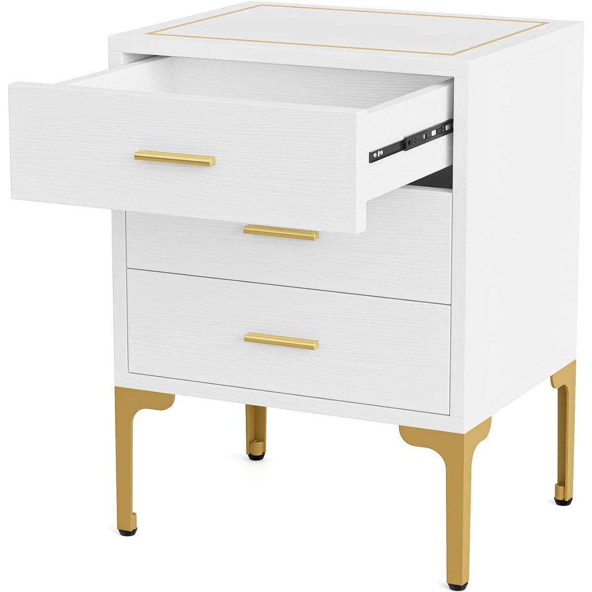 Tribesigns Modern 3-drawer Nightstand, 3D Gold Square Top Bedside table | Target