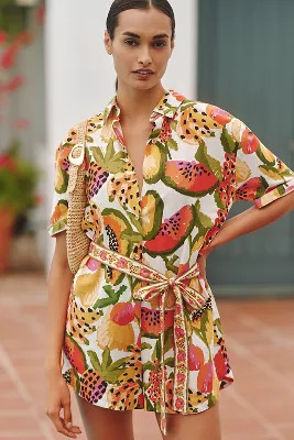 Farm Rio Paradise Short-Sleeve Romper | Anthropologie (US)