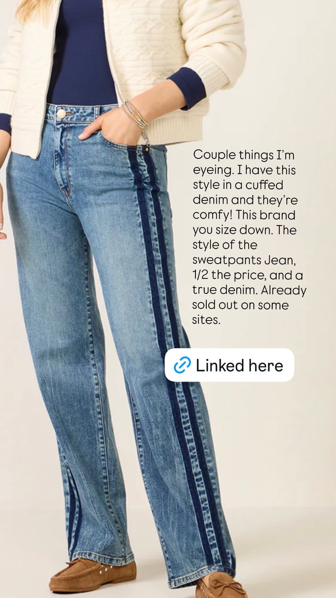 Couple things I’m eyeing. I have this style in a cuffed denim and they’re comfy! This brand you size down. The style of the sweatpants Jean, 1/2 the price, and a true denim. Already sold out on some sites.

I’ll also link the rag and bone sweatpants jeans in case you’re looking for the lighter weight pair

#LTKOver40 #LTKTravel