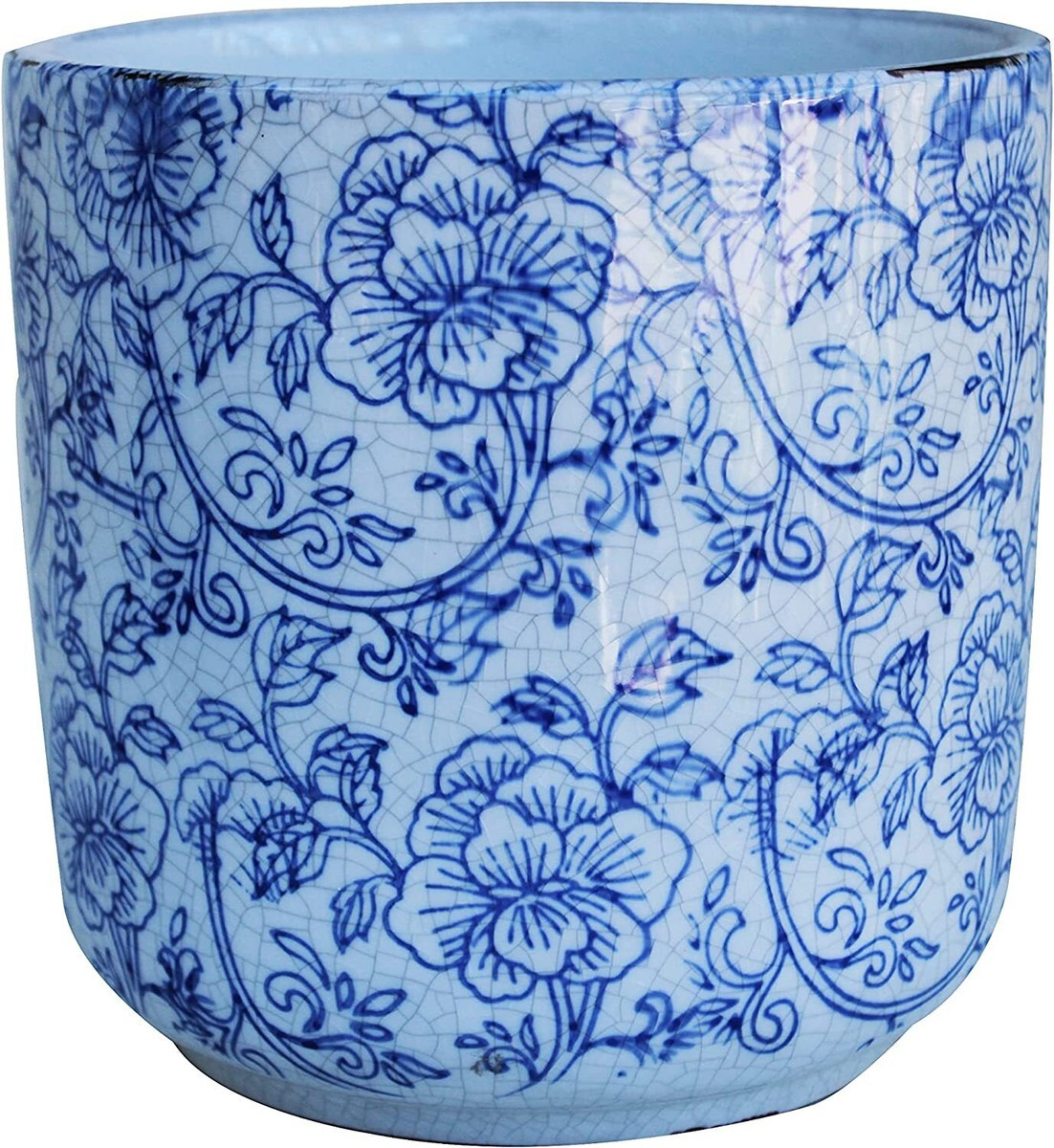 Ceramic Blue and White Floral Cylindrical planters or Garden pots, 2 prints | eBay US