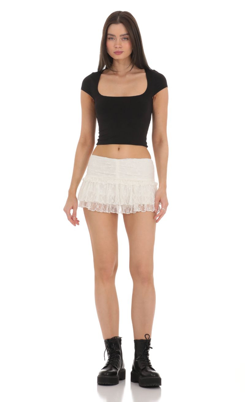 Lace Ruffle Skort in White | Lucy in the Sky
