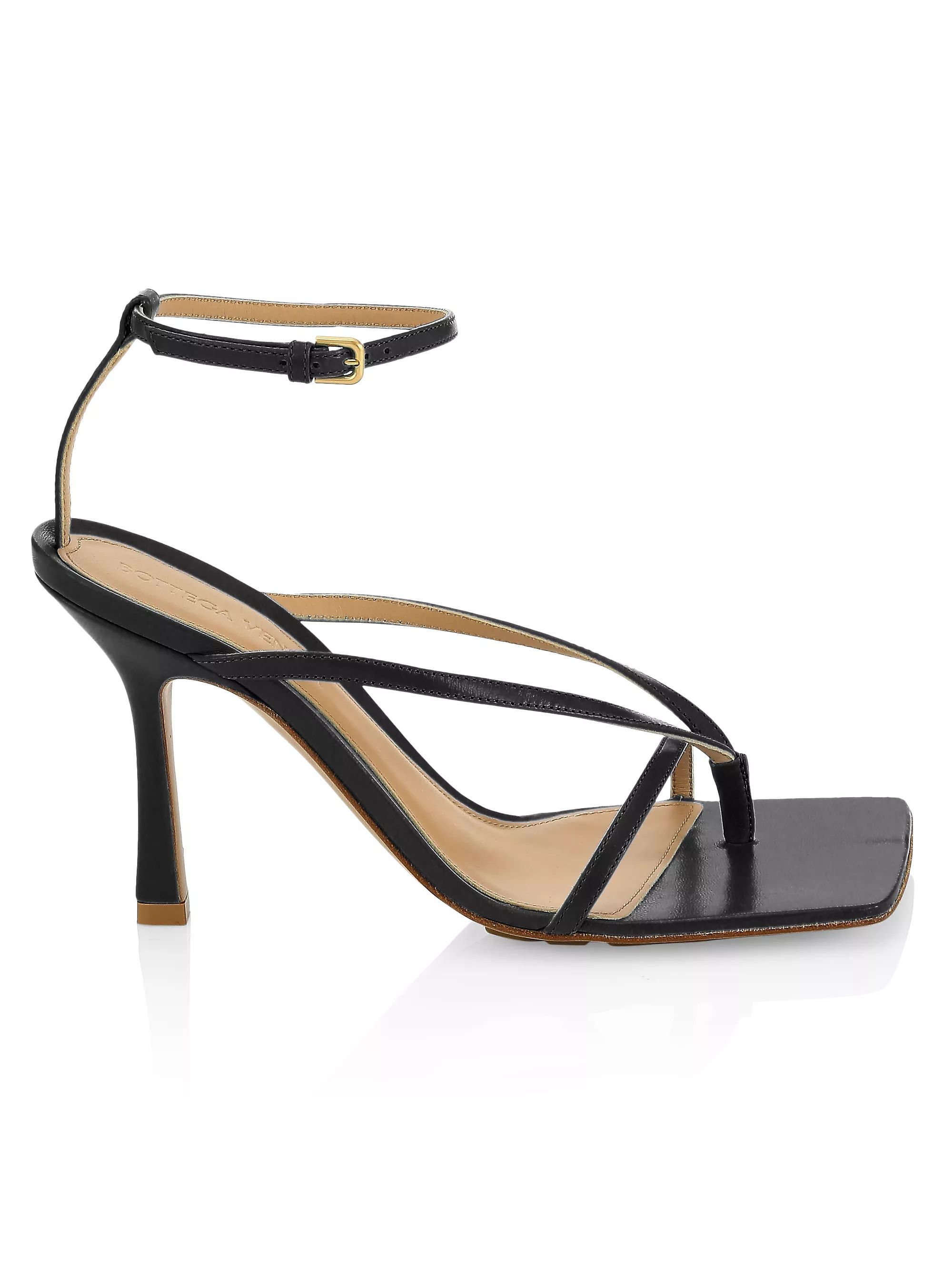 Stretch Leather Strappy Thong Sandals | Saks Fifth Avenue