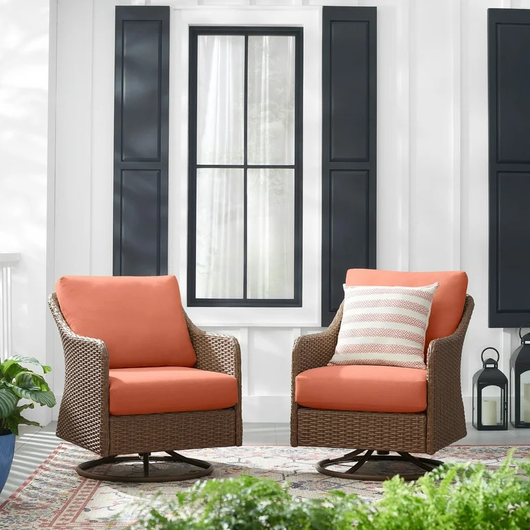Mainstays Chelsea 2 Pieces Outdoor Patio Swivel Rocker With Terra Cotta Cushions | Walmart (US)