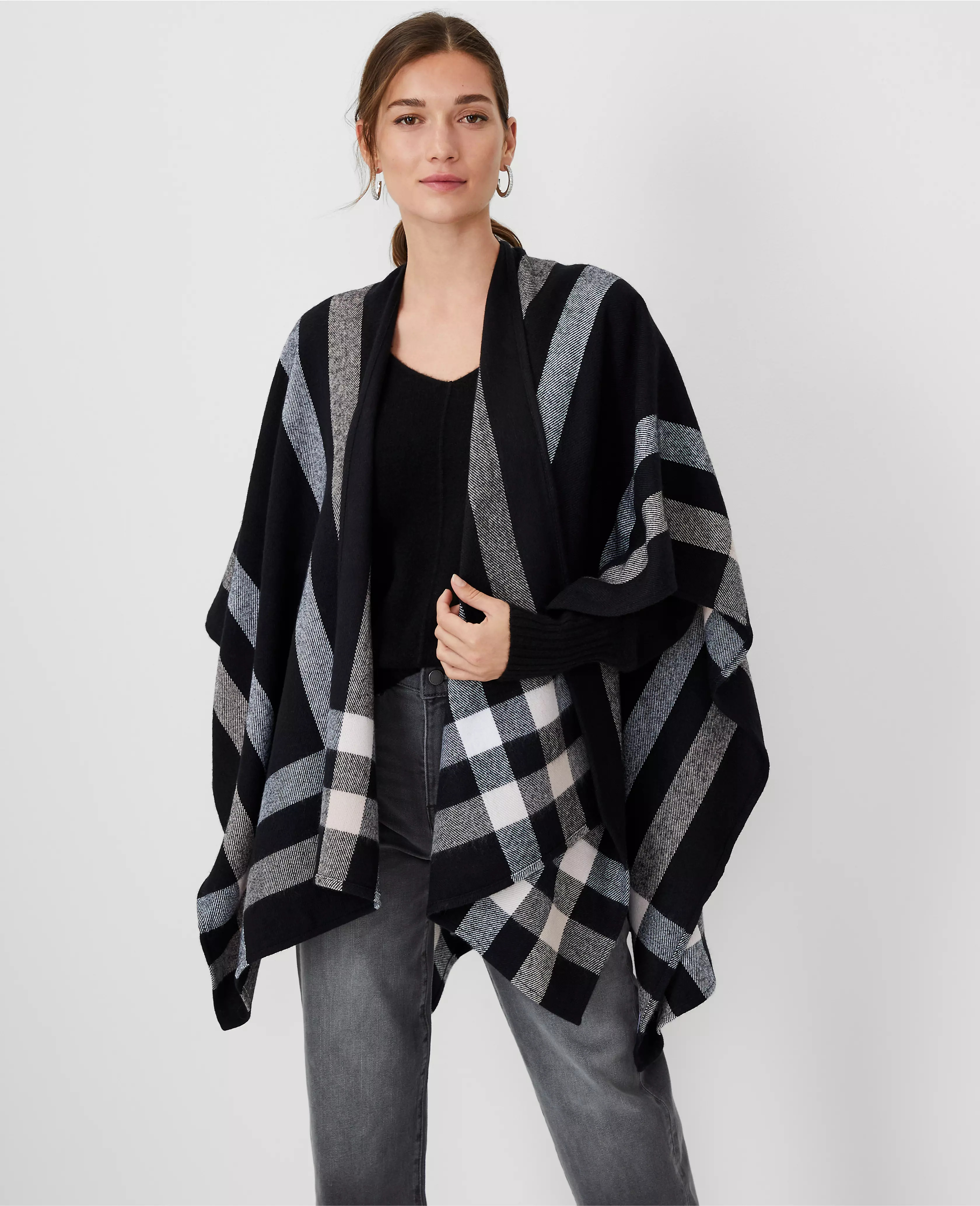 Plaid Open Poncho | Ann Taylor (US)