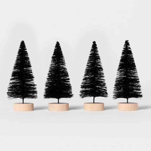 4pk Bottle Brush Tree Black Halloween Decorative Sculpture Set - Hyde & EEK! Boutique™ | Target