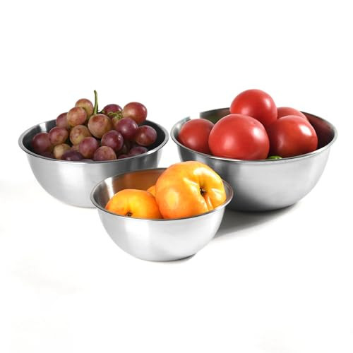 Gronivex Three Stainless Steel Mixing Bowls, Mixing Bowls Stainless Steel Perfect forYour Kitchen Needs Like Cooking,Baking, and Making Salads | Amazon (US)