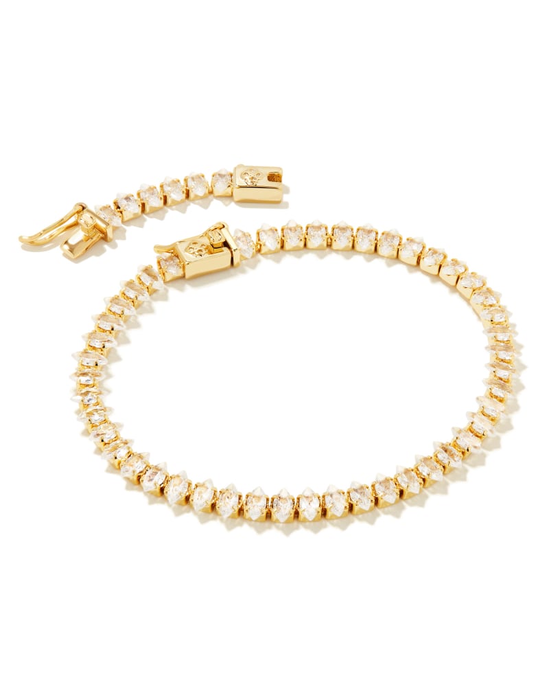 Larsan Gold Tennis Bracelet in White Crystal | Kendra Scott