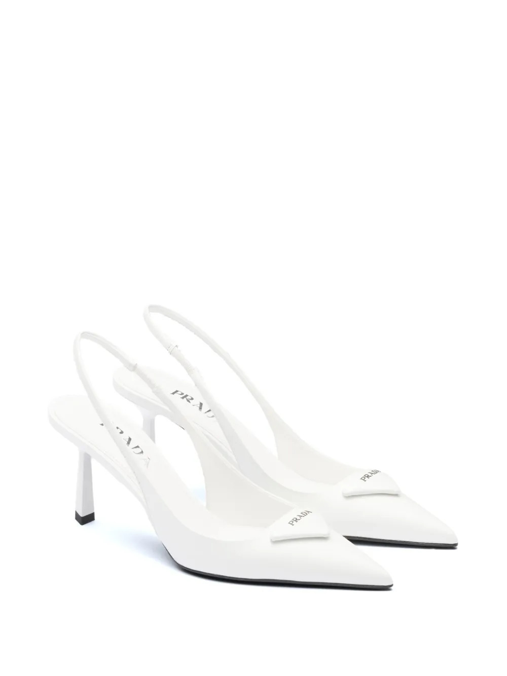 Prada 75mm Leather Slingback Pumps | White | FARFETCH | Farfetch Global