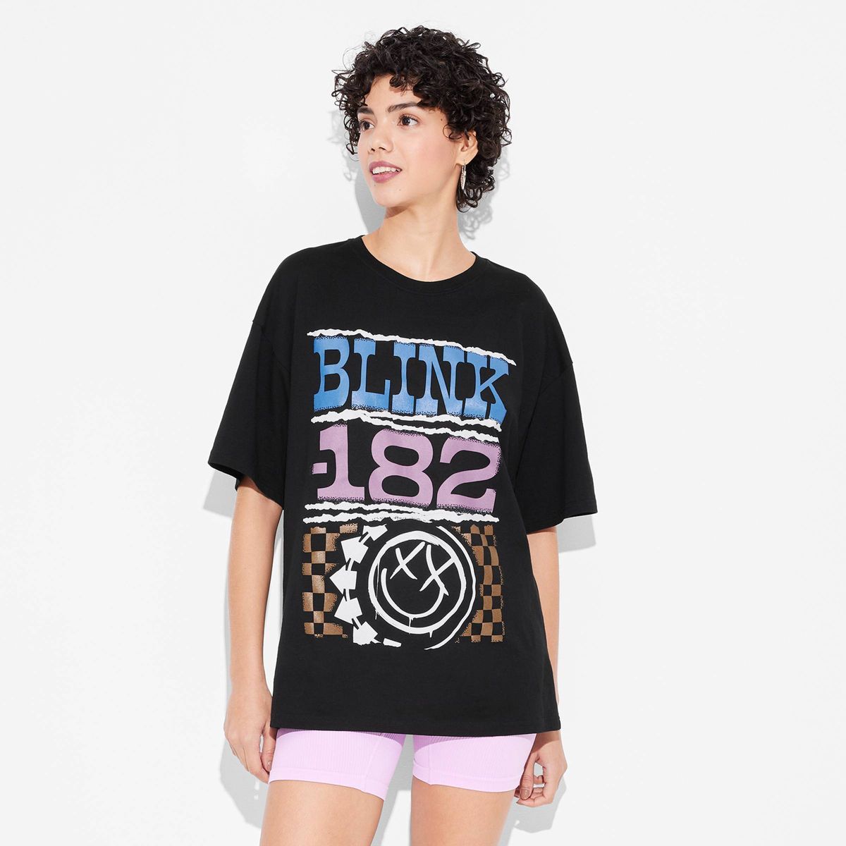 Women's Blink 182 Oversized Short Sleeve Graphic T-Shirt - Black S | Target