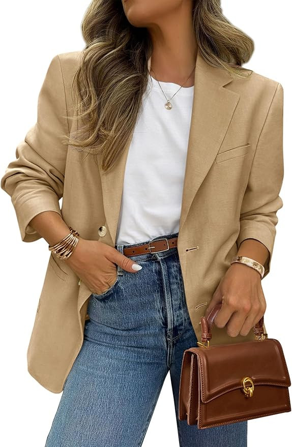 PRETTYGARDEN 2025 Blazers for Women Business Casual Long Sleeve Lapel Open Front Suit Jacket Work... | Amazon (US)