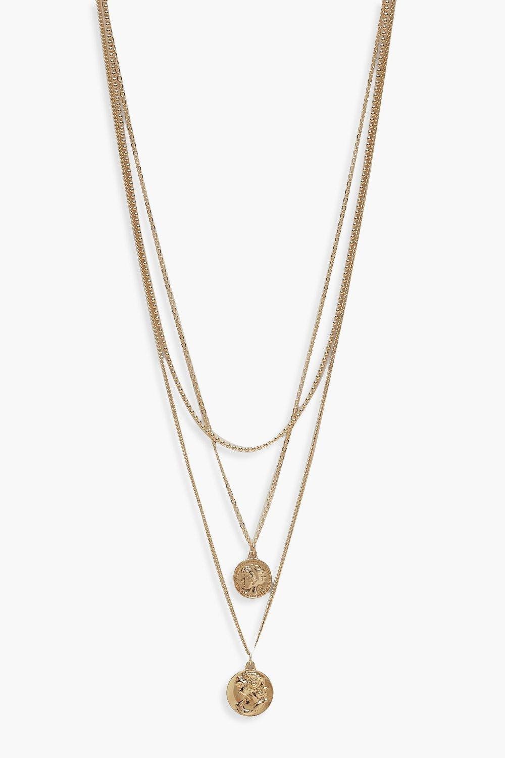 Simple Coin Layered Necklace | Boohoo.com (US & CA)