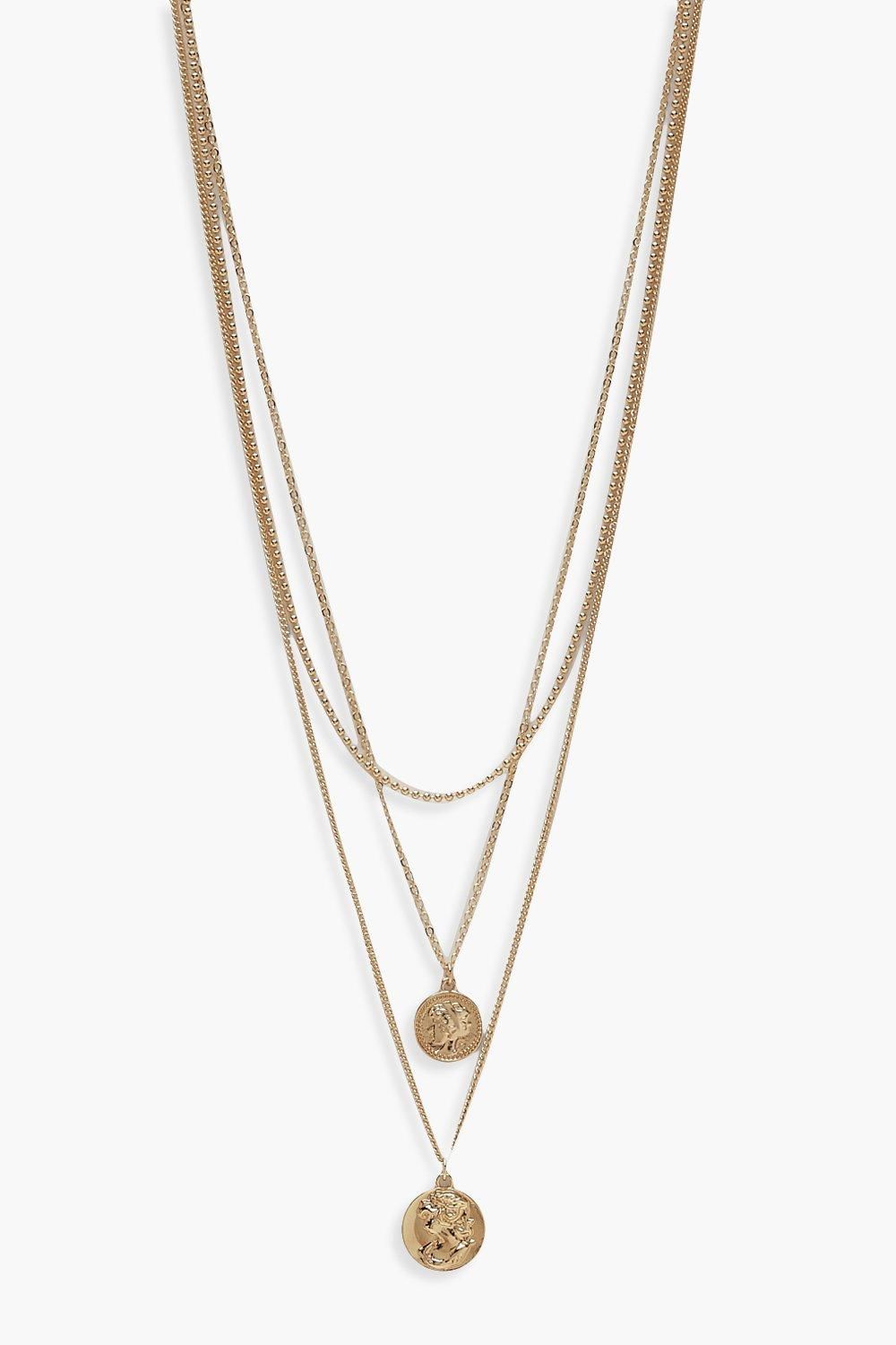 Simple Coin Layered Necklace | Boohoo.com (US & CA)