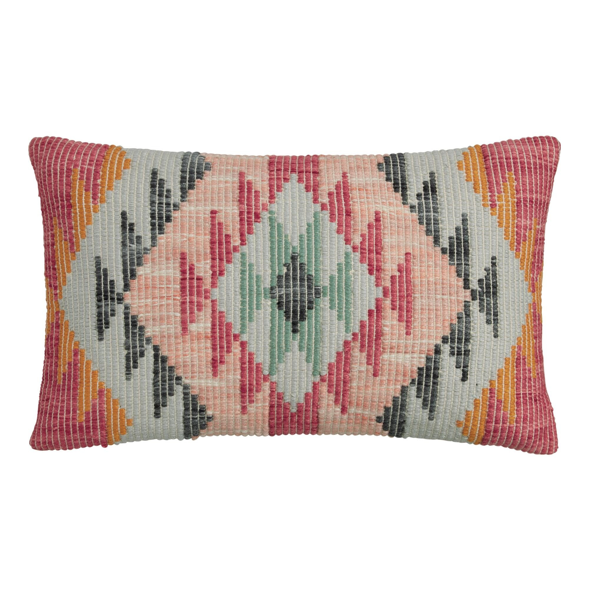 Multicolor Woven Rise Indoor Outdoor Patio Lumbar Pillow by World Market | World Market