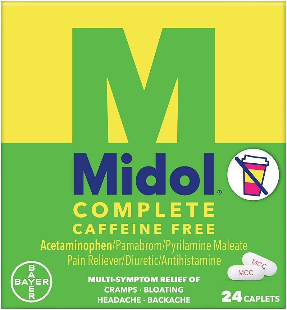 Midol Complete Caffeine Free Caplets 24ct: Midol Complete Caffeine Free Menstrual Pain Relief Cap... | Amazon (US)
