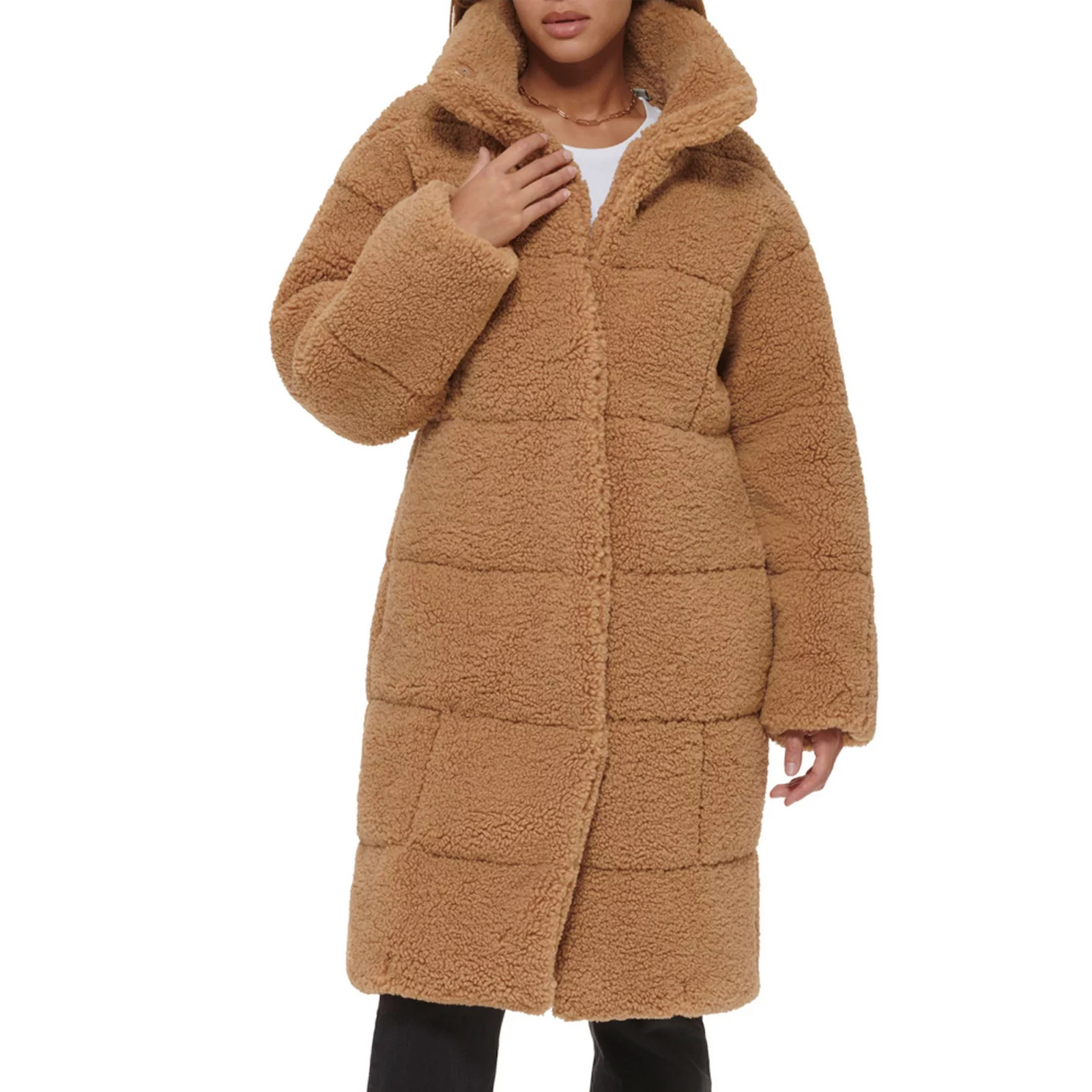 Women's Levi's® Long Quilted Sherpa Coat, Size: Large, Brown | Kohl's