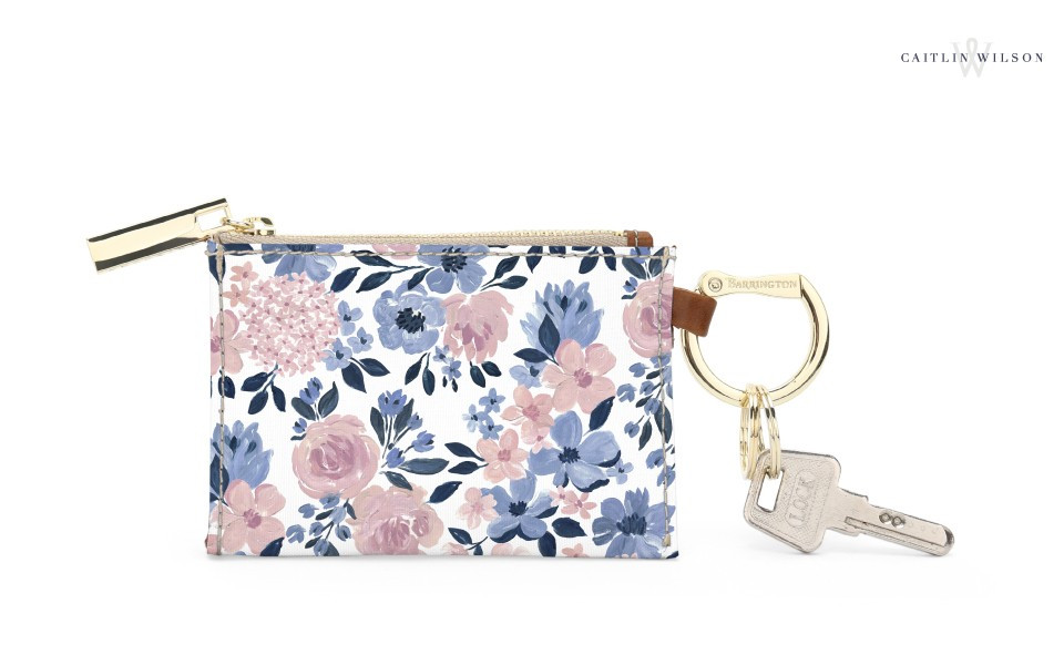 Kennedy Key Ring Zip Wallet - Caitlin Wilson Monogram Stripe | Barrington Gifts