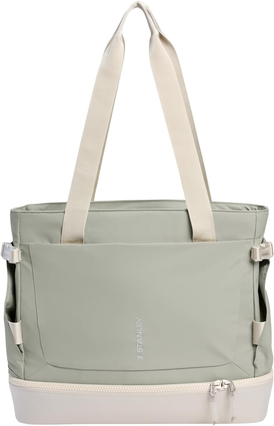 STANLEY Vitalize Tote| Gym, Work & Travel Bag with Laptop Sleeve | Expandable Bottom Compartment | Tumbler & Water Bottle Pockets | Durable Recycled Fabric | Sage Grey | Amazon (US)