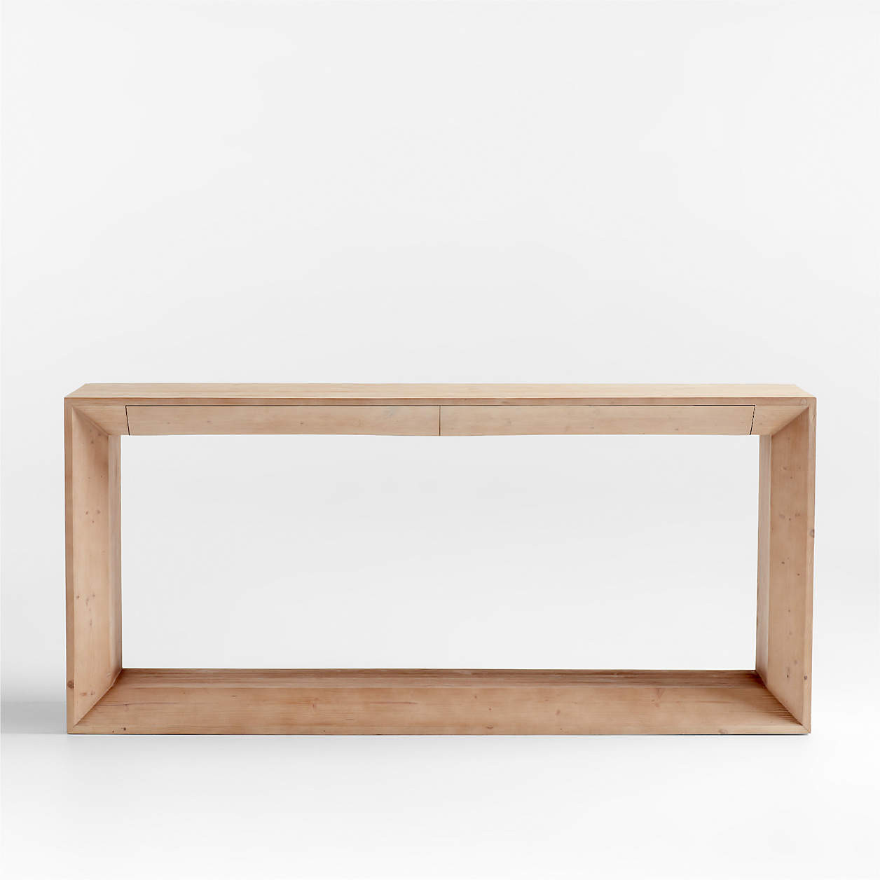 Vernon 72" Rectangular Natural Pine Wood Storage Console Table + Reviews | Crate & Barrel | Crate & Barrel